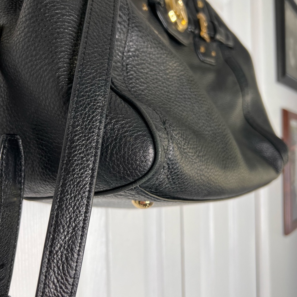 Michael Kors Pebble Leather Black Hudson Satchel Crossbody Bag - Picture 8 of 12